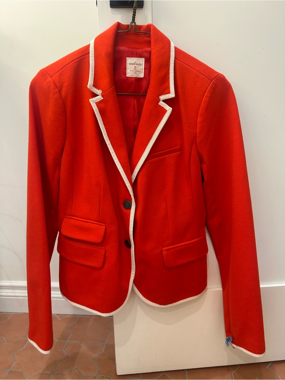 Y2K The Gap Academy Red Blazer with White Trim and black buttons